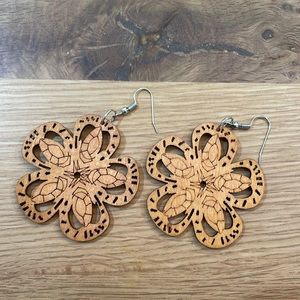 Wood Flower Earrings